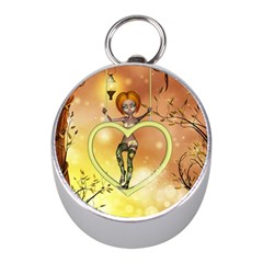 Cute Fairy  On A Swing Made By A Heart Mini Silver Compasses by FantasyWorld7