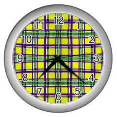 Plaid 3 Wall Clock (silver) by ArtworkByPatrick