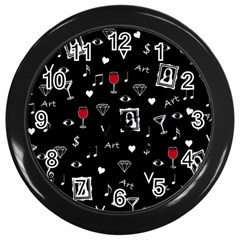 Party Pattern Wall Clock (black) by Valentinaart