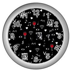 Party Pattern Wall Clock (silver) by Valentinaart