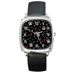 Party Pattern Square Metal Watch by Valentinaart