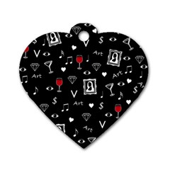 Party Pattern Dog Tag Heart (one Side) by Valentinaart