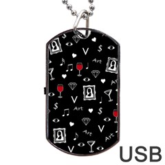 Party Pattern Dog Tag Usb Flash (one Side) by Valentinaart