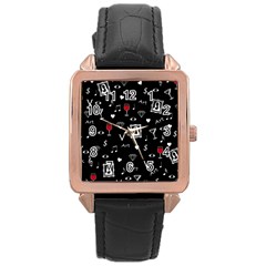 Party Pattern Rose Gold Leather Watch  by Valentinaart