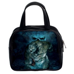 Aweome Troll With Skulls In The Night Classic Handbag (two Sides) by FantasyWorld7