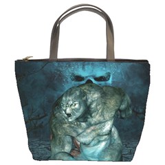 Aweome Troll With Skulls In The Night Bucket Bag by FantasyWorld7