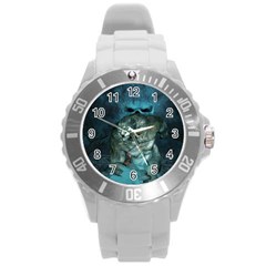 Aweome Troll With Skulls In The Night Round Plastic Sport Watch (l) by FantasyWorld7