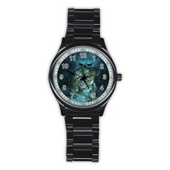 Aweome Troll With Skulls In The Night Stainless Steel Round Watch by FantasyWorld7