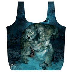 Aweome Troll With Skulls In The Night Full Print Recycle Bag (xl) by FantasyWorld7