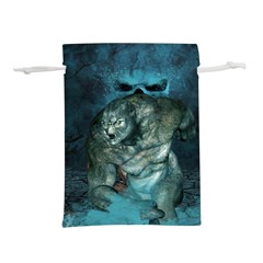 Aweome Troll With Skulls In The Night Lightweight Drawstring Pouch (l)