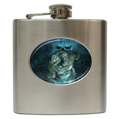 Aweome Troll With Skulls In The Night Hip Flask (6 Oz) by FantasyWorld7