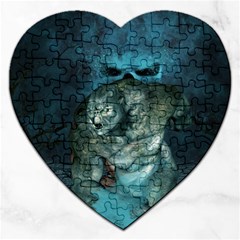 Aweome Troll With Skulls In The Night Jigsaw Puzzle (heart) by FantasyWorld7