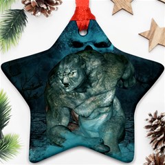 Aweome Troll With Skulls In The Night Star Ornament (two Sides) by FantasyWorld7