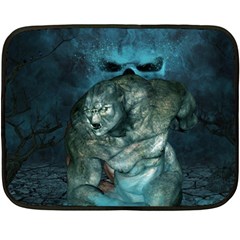 Aweome Troll With Skulls In The Night Double Sided Fleece Blanket (mini)  by FantasyWorld7