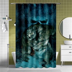 Aweome Troll With Skulls In The Night Shower Curtain 48  X 72  (small)  by FantasyWorld7