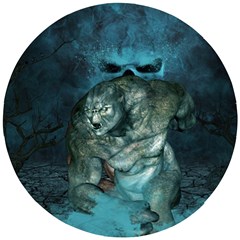 Aweome Troll With Skulls In The Night Wooden Puzzle Round