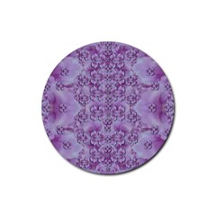 Baroque Fantasy Flowers Ornate Festive Rubber Coaster (round)  by pepitasart