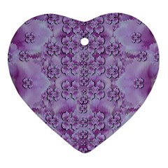 Baroque Fantasy Flowers Ornate Festive Heart Ornament (two Sides) by pepitasart