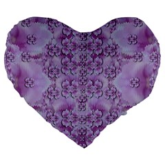 Baroque Fantasy Flowers Ornate Festive Large 19  Premium Flano Heart Shape Cushions by pepitasart