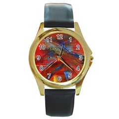 Electric Guitar Round Gold Metal Watch by WILLBIRDWELL