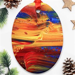 Rainbow Waves Ornament (oval)