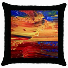 Rainbow Waves Throw Pillow Case (black) by WILLBIRDWELL