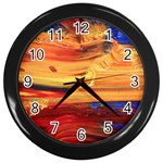 RAINBOW WAVES Wall Clock (Black) Front