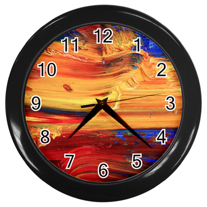 RAINBOW WAVES Wall Clock (Black)