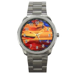 Rainbow Waves Sport Metal Watch by WILLBIRDWELL