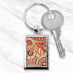 Pop Art Paisley Flowers Ornaments Multicolored 4 Key Chain (rectangle) by EDDArt