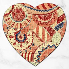 Pop Art Paisley Flowers Ornaments Multicolored 4 Jigsaw Puzzle (heart) by EDDArt