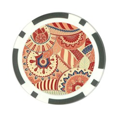 Pop Art Paisley Flowers Ornaments Multicolored 4 Poker Chip Card Guard (10 Pack) by EDDArt