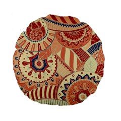 Pop Art Paisley Flowers Ornaments Multicolored 4 Standard 15  Premium Flano Round Cushions by EDDArt