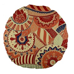 Pop Art Paisley Flowers Ornaments Multicolored 4 Large 18  Premium Flano Round Cushions by EDDArt