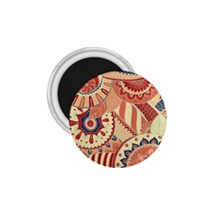 Pop Art Paisley Flowers Ornaments Multicolored 4 Background Solid Dark Red 1 75  Magnets by EDDArt