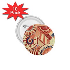 Pop Art Paisley Flowers Ornaments Multicolored 4 Background Solid Dark Red 1 75  Buttons (10 Pack) by EDDArt