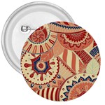 Pop Art Paisley Flowers Ornaments Multicolored 4 Background Solid Dark Red 3  Buttons Front