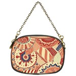 Pop Art Paisley Flowers Ornaments Multicolored 4 Background Solid Dark Red Chain Purse (One Side) Front