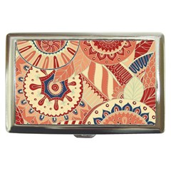 Pop Art Paisley Flowers Ornaments Multicolored 4 Background Solid Dark Red Cigarette Money Case by EDDArt