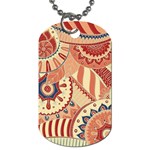 Pop Art Paisley Flowers Ornaments Multicolored 4 Background Solid Dark Red Dog Tag (Two Sides) Front