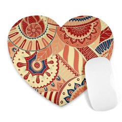 Pop Art Paisley Flowers Ornaments Multicolored 4 Background Solid Dark Red Heart Mousepads by EDDArt