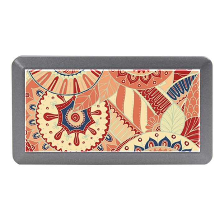 Pop Art Paisley Flowers Ornaments Multicolored 4 Background Solid Dark Red Memory Card Reader (Mini)