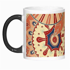 Pop Art Paisley Flowers Ornaments Multicolored 4 Background Solid Dark Red Morph Mugs by EDDArt