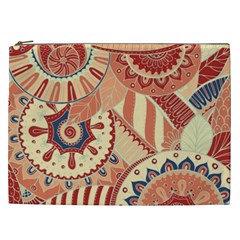 Pop Art Paisley Flowers Ornaments Multicolored 4 Background Solid Dark Red Cosmetic Bag (xxl) by EDDArt