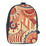 Pop Art Paisley Flowers Ornaments Multicolored 4 Background Solid Dark Red School Bag (XL) Front