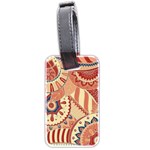 Pop Art Paisley Flowers Ornaments Multicolored 4 Background Solid Dark Red Luggage Tag (two sides) Back