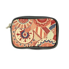 Pop Art Paisley Flowers Ornaments Multicolored 4 Background Solid Dark Red Coin Purse by EDDArt