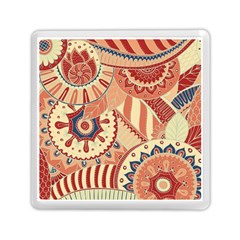 Pop Art Paisley Flowers Ornaments Multicolored 4 Background Solid Dark Red Memory Card Reader (square) by EDDArt