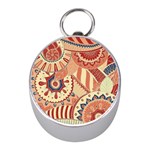 Pop Art Paisley Flowers Ornaments Multicolored 4 Background Solid Dark Red Mini Silver Compasses Front