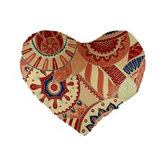 Pop Art Paisley Flowers Ornaments Multicolored 4 Background Solid Dark Red Standard 16  Premium Heart Shape Cushions by EDDArt